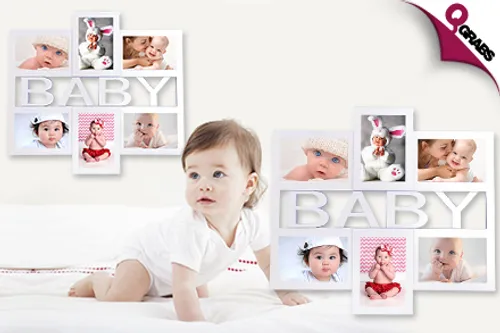 From QR29 Showcase your Kiddos with a White Baby Photo Collage with Six Frames! (Up to QR138 Value)
